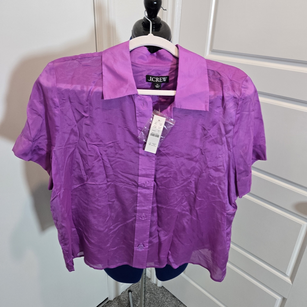 J.Crew Purple Orchid Sheer Blouse with cami